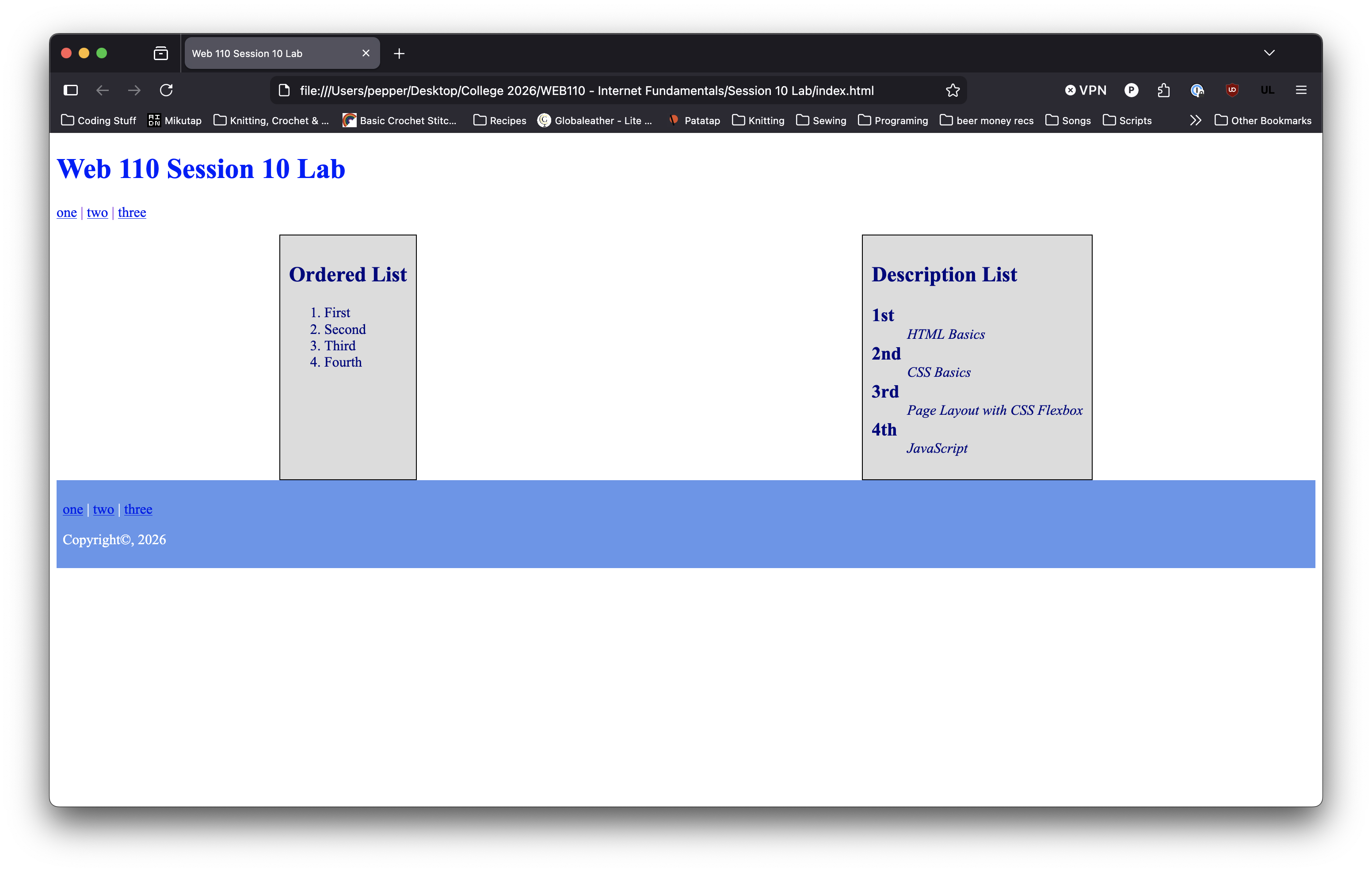 module 10 lab as it looks in Firefox web browser