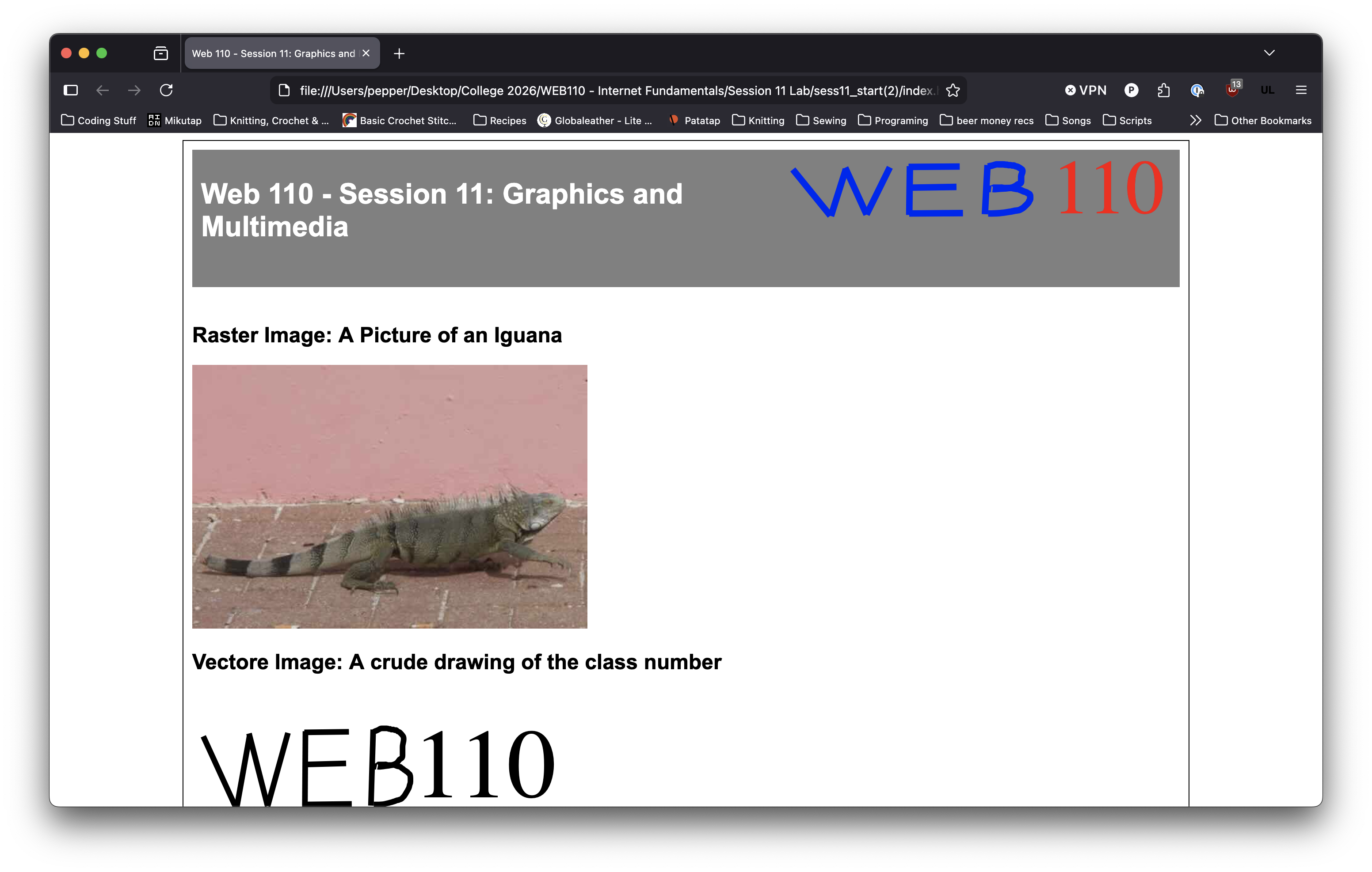 module 11 lab as it looks in Firefox web browser